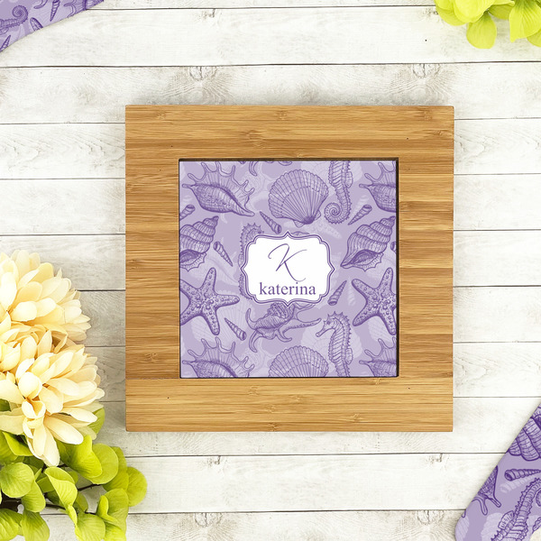 Sea Shells Bamboo Trivet with 6" Tile - LIFESTYLE
