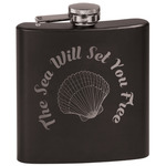 Sea Shells Black Flask Set (Personalized)