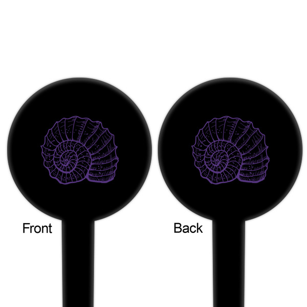 Sea Shells Black Plastic 6" Food Pick - Round - Double Sided - Front & Back