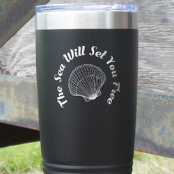 Sea Shells 20 oz Stainless Steel Tumbler - Black - Double Sided (Personalized)