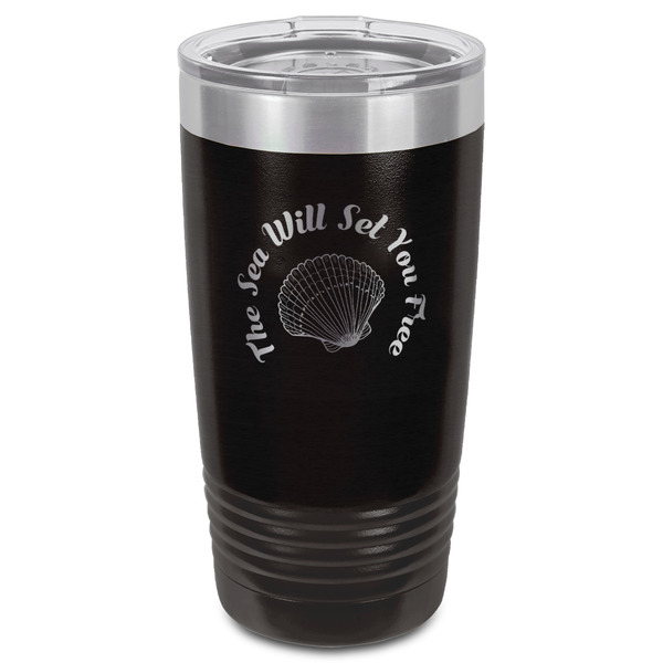 Sea Shells Black Polar Camel Tumbler - 20oz - Front