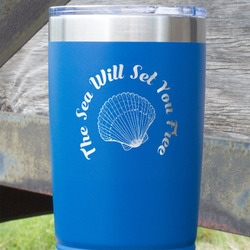 Sea Shells 20 oz Stainless Steel Tumbler - Royal Blue - Double Sided (Personalized)
