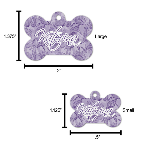 Sea Shells Bone Shaped Dog ID Tag - Large - Scale