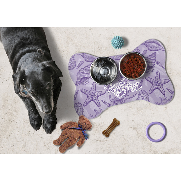 Sea Shells Bone Shaped Mat w/ Food & Water