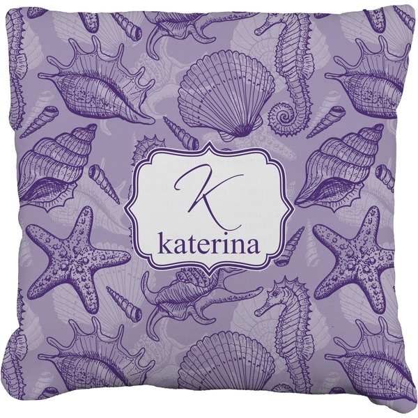 Custom Sea Shells Faux-Linen Throw Pillow (Personalized)
