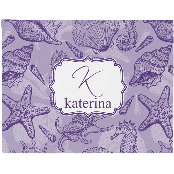 Custom Sea Shells Woven Fabric Placemat - Twill w/ Name and Initial