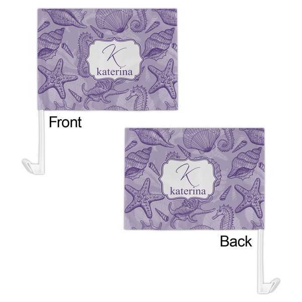 Sea Shells Car Flag - 11" x 8" - Front & Back View