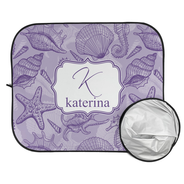 Sea Shells Car Sun Shades - FOLDED & UNFOLDED