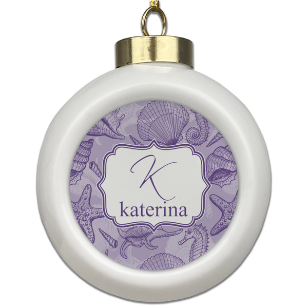 Custom Sea Shells Ceramic Ball Ornament (Personalized)