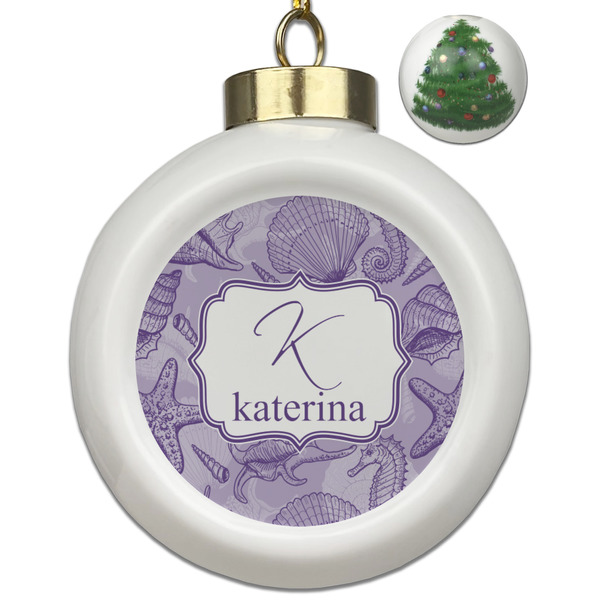 Custom Sea Shells Ceramic Ball Ornament - Christmas Tree (Personalized)