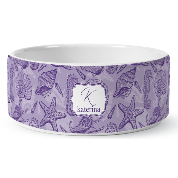 Sea Shells Ceramic Dog Bowl - Medium - Front