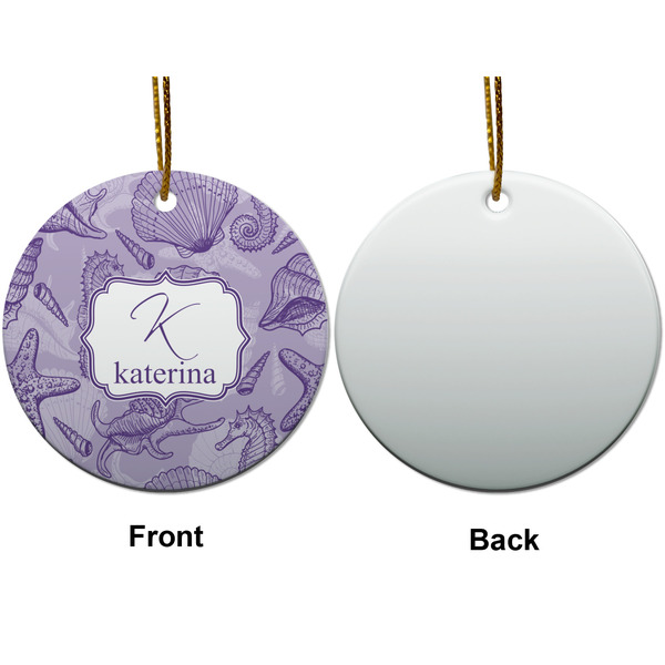 Sea Shells Ceramic Flat Ornament - Circle Front & Back (APPROVAL)