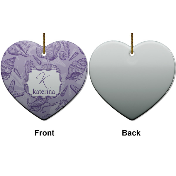 Sea Shells Ceramic Flat Ornament - Heart Front & Back (APPROVAL)