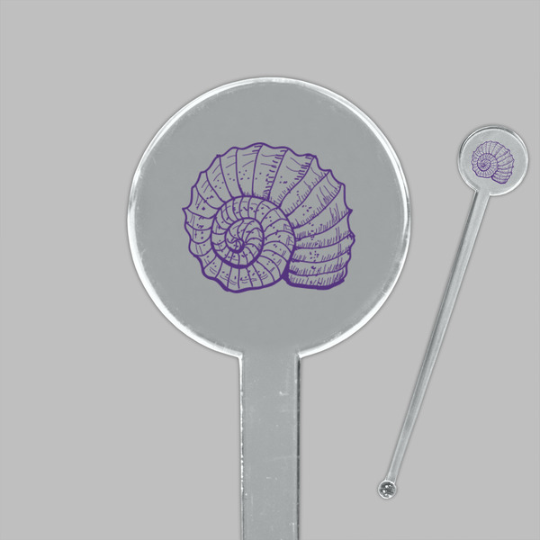 Sea Shells Clear Plastic 7" Stir Stick - Round - Closeup