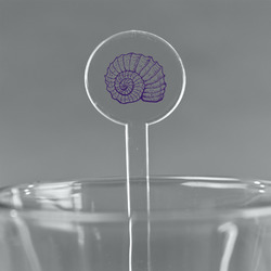 Sea Shells 5.5" Round Plastic Stir Sticks - Clear