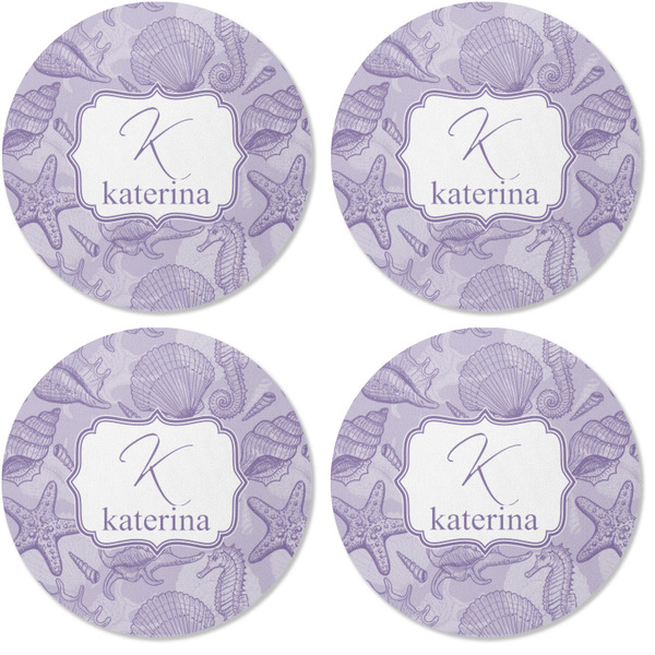 Sea Shells Coaster Round Rubber Back - Apvl