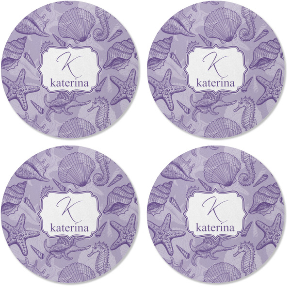 Sea Shells Coaster Round Rubber Back - Apvl