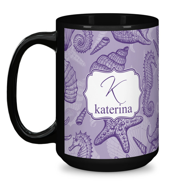 Sea Shells Coffee Mug - 15 oz - Black