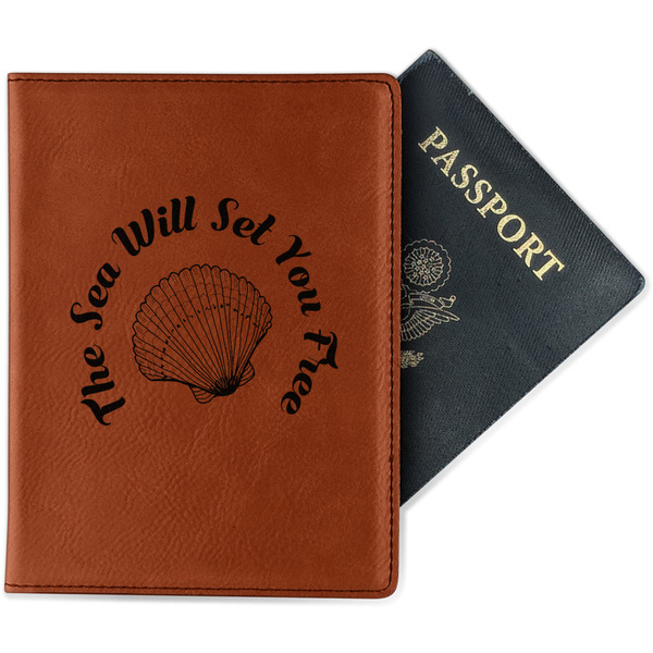 Custom Sea Shells Passport Holder - Faux Leather (Personalized)