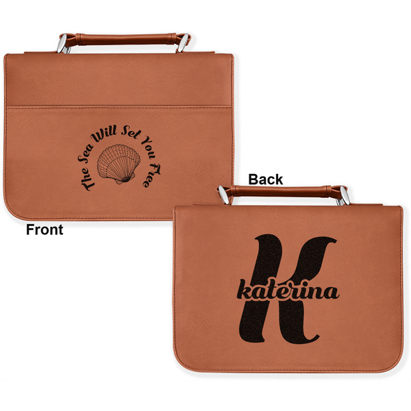 Sea Shells Cognac Leatherette Bible Covers - Large Double Sided Apvl