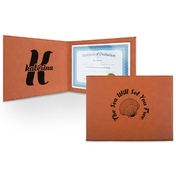 Sea Shells Leatherette Certificate Holder - Front and Inside (Personalized)