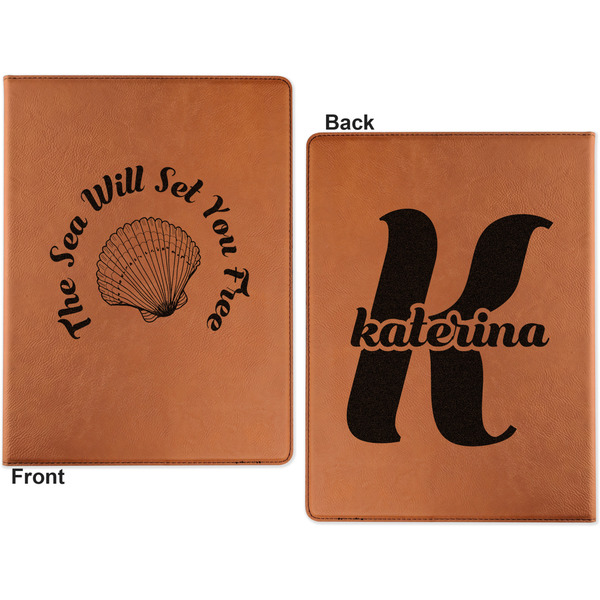 Sea Shells Cognac Leatherette Portfolios with Notepad - Small - Double Sided- Apvl