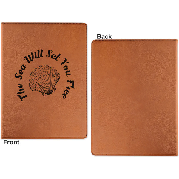 Sea Shells Cognac Leatherette Portfolios with Notepad - Small - Single Sided- Apvl