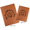 Sea Shells Cognac Leatherette Portfolios with Notepad - Compare Sizes