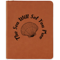 Sea Shells Leatherette Zipper Portfolio with Notepad (Personalized)