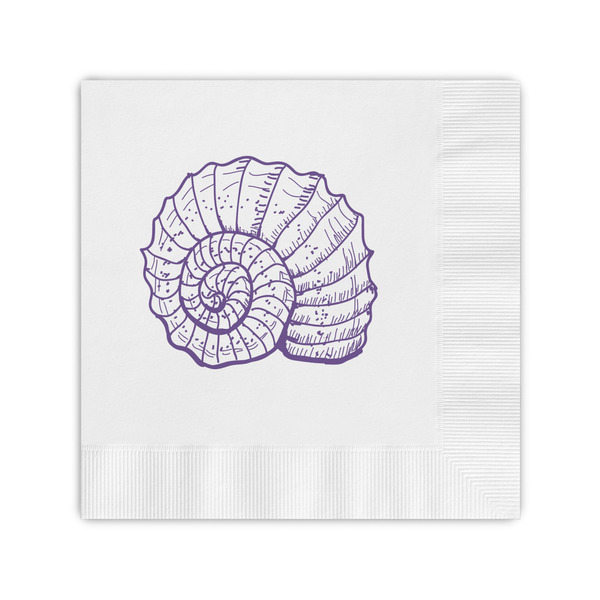 Custom Sea Shells Coined Cocktail Napkins