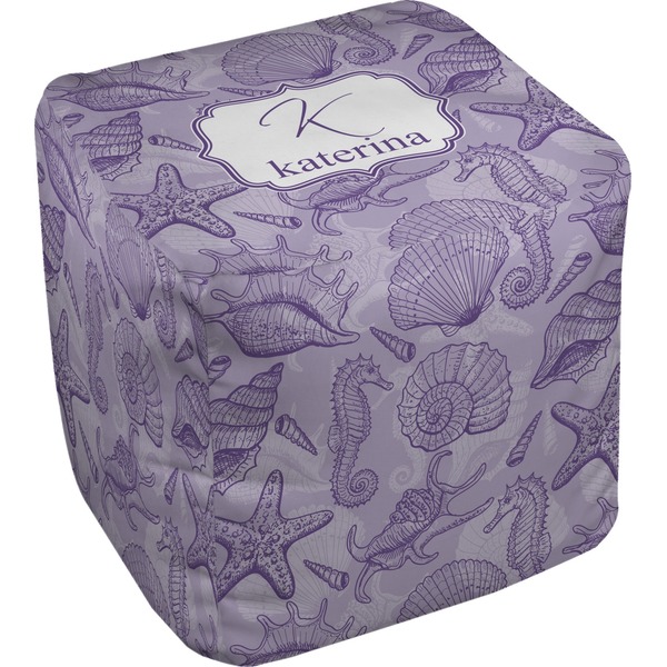 Custom Sea Shells Cube Pouf Ottoman (Personalized)