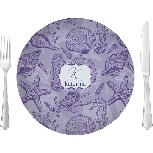 Custom Sea Shells 10" Glass Lunch / Dinner Plates - Single or Set (Personalized)