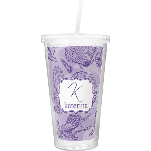 Custom Sea Shells Double Wall Tumbler with Straw (Personalized)