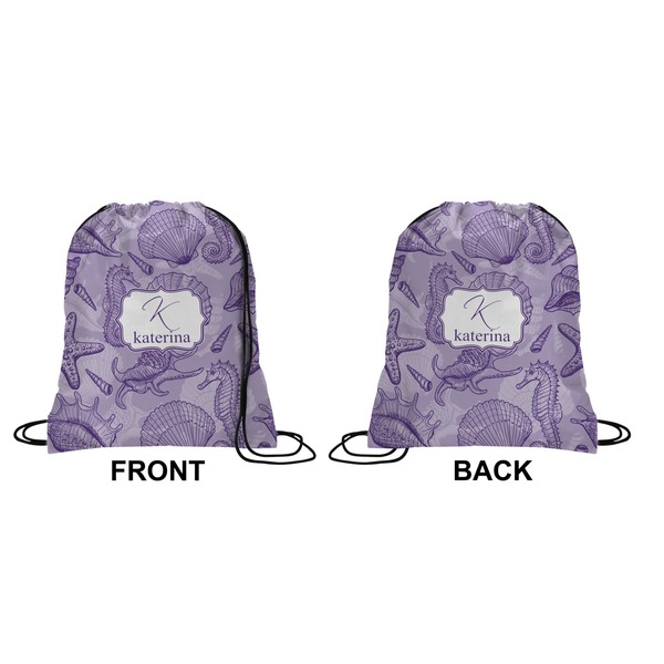 Sea Shells Drawstring Backpack Front & Back Small