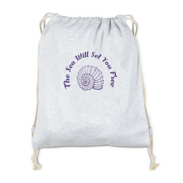 Custom Sea Shells Drawstring Backpack - Sweatshirt Fleece - Double Sided (Personalized)