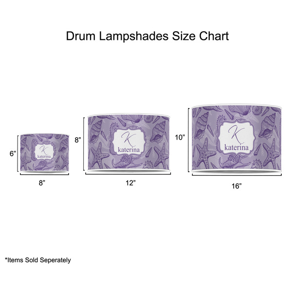 Sea Shells Drum Lampshades - Sizing Chart