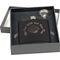 Sea Shells Engraved Black Flask Gift Set