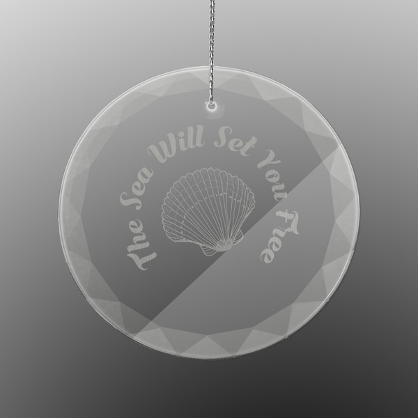Custom Sea Shells Engraved Glass Ornament - Round (Personalized)