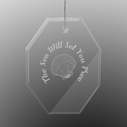 Sea Shells Engraved Glass Ornament - Octagon (Personalized)