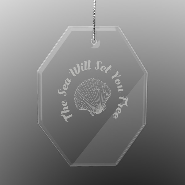 Sea Shells Engraved Glass Ornaments - Octagon