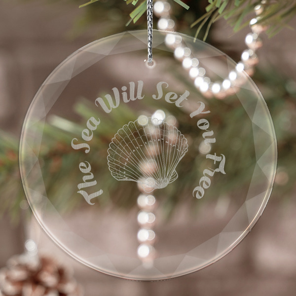 Custom Sea Shells Engraved Glass Ornament (Personalized)