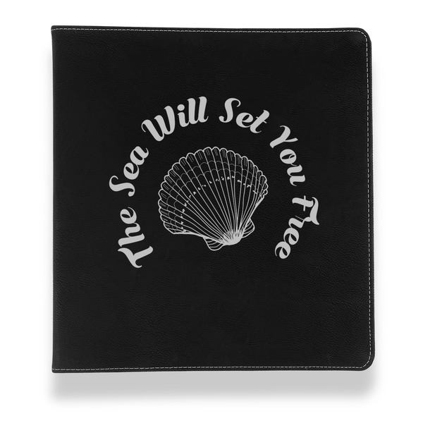 Sea Shells Leather Binder - 1" - Black - Front View
