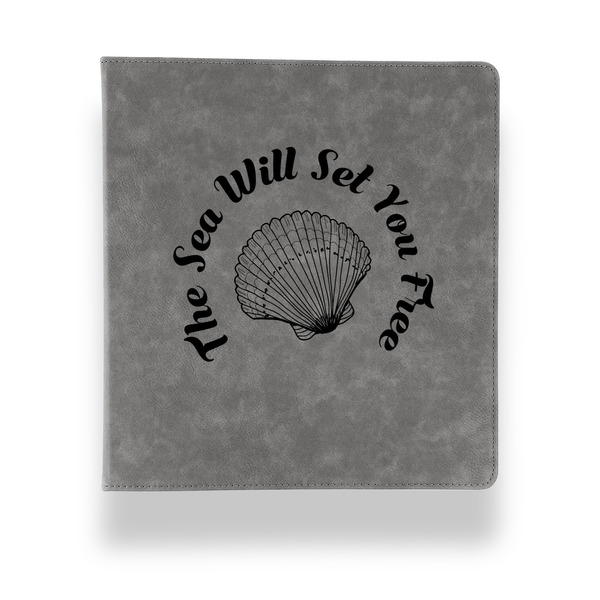 Sea Shells Leather Binder - 1" - Grey - Front View