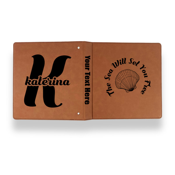 Sea Shells Leather Binder - 1" - Rawhide - Back Spine Front View