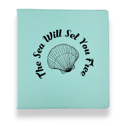 Sea Shells Leather Binder - 1" - Teal (Personalized)