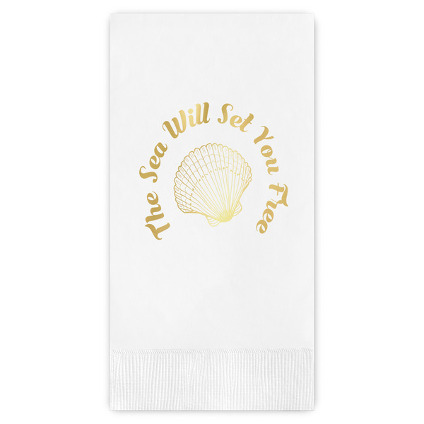 Custom Sea Shells Guest Napkins - Foil Stamped (Personalized)