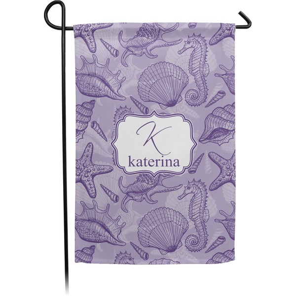 Custom Sea Shells Small Garden Flag - Double Sided w/ Name and Initial