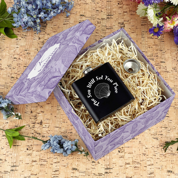 Sea Shells Gift Boxes with Lid - Canvas Wrapped - Large - In Context