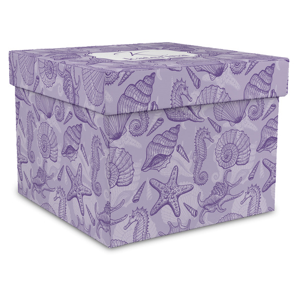 Custom Sea Shells Gift Box with Lid - Canvas Wrapped - X-Large (Personalized)