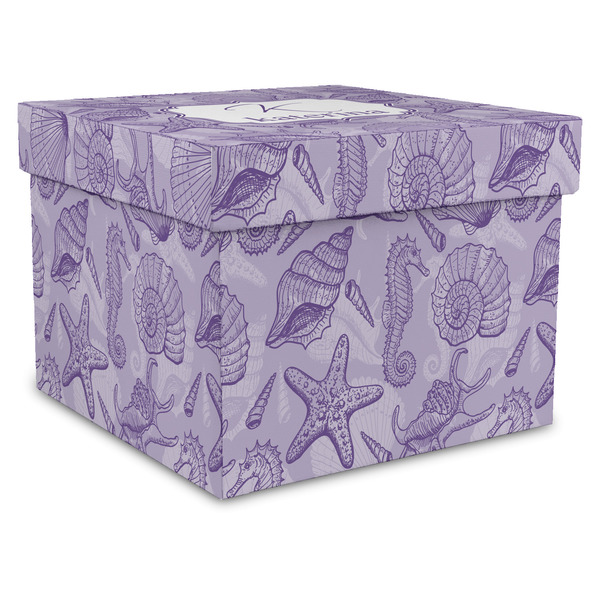 Custom Sea Shells Gift Box with Lid - Canvas Wrapped - XX-Large (Personalized)